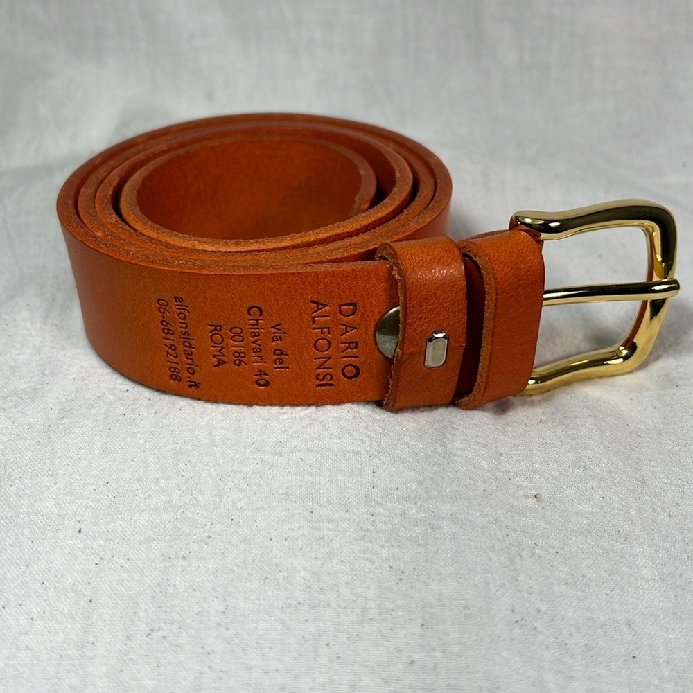 Dario Alfonsi Orange Leather Belt - 38” long